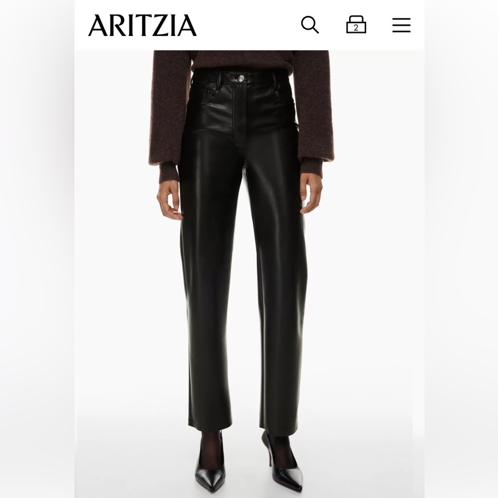 Aritzia black faux leather Melina pants